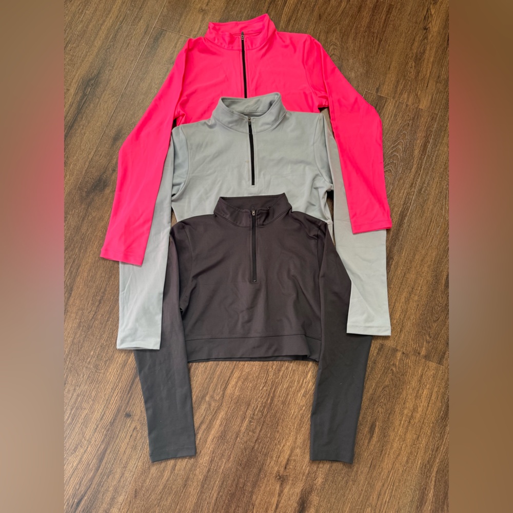 Set of 3 crop top long sleeve workout tops
